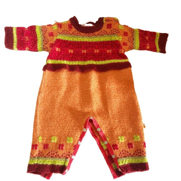 CLAYEUX Infant Girls One Piece Knit Sweater Outfit Orange12M - Picture 1 of 6